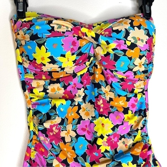 NEW Anne Cole Multicolour Floral Twist and Shirred Front One Piece Swimsuit US 6 - Picture 6 of 10